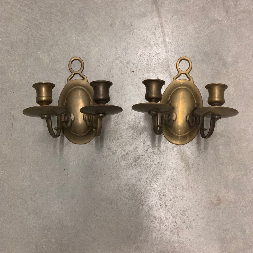 Vintage Brass Wall Hanging Candle Holders